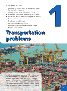 Transportation problems Transportation problems