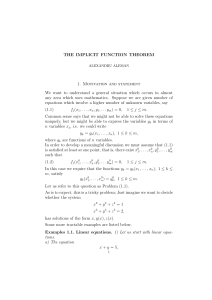 THE IMPLICIT FUNCTION THEOREM 1. Motivation and statement