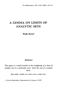a lemma on limits of analytic sets