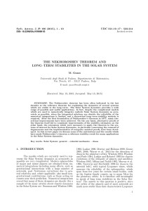 the nekhoroshev theorem and long–term stabilities in the solar system