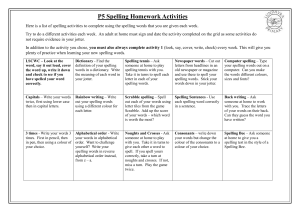 P5 Spelling Homework Activities