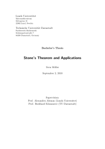 Stone`s Theorem and Applications