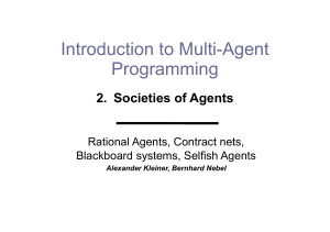 Societies of Agents - Foundations of Artificial Intelligence