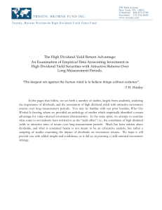 The High Dividend Yield Return Advantage