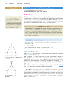 Section 3.2 Rolle`s Theorem and the Mean Value Theorem Rolle`s