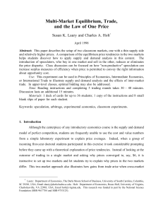 Multi-Market Equilibrium, Trade, and the Law of One Price