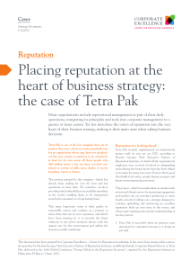 Placing reputation at the heart of business strategy: the case of Tetra