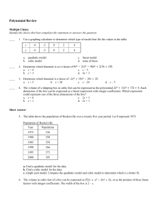 Polynomial Review Answer Section