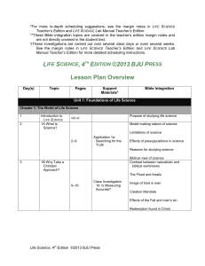 Life Science, 4th ed. Lesson Plan Overview