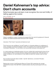 Daniel Kahneman`s top advice: Don`t churn accounts