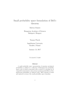 Small probability space formulation of Bell`s theorem - Philsci