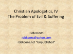 Christian Apologetics, IV The Problem of Evil