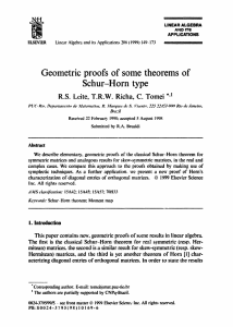 Geometric proofs of some theorems of Schur-Horn