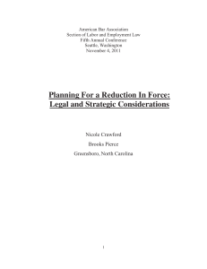 Planning For a Reduction In Force: Legal and Strategic