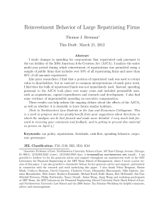 Reinvestment Behavior of Large Repatriating Firms