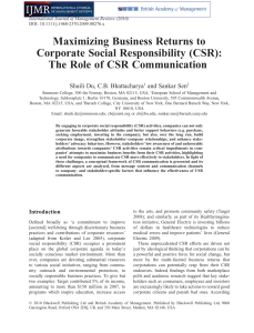 Maximizing Business Returns to Corporate Social Responsibility