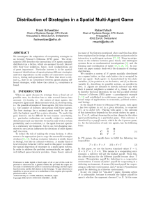 Distribution of Strategies in a Spatial Multi-Agent Game