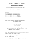 CM141A – Probability and Statistics I Solutions to exercise