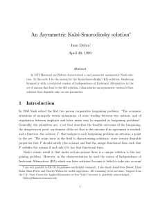 An Asymmetric Kalai-Smorodinsky solution