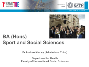 (Hons) Sport and Social Sciences Dr Andrew Manley