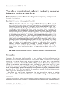 The role of organizational culture in motivating innovative behaviour