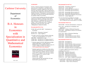 B.A. Honours in Economics with Specialization in Quantitative and
