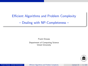 Efficient Algorithms and Problem Complexity