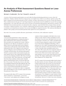 An Analysis of Risk Assessment Questions Based on Loss