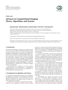 Editorial Advances in Computational Imaging: Theory, Algorithms