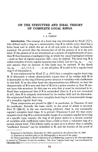 on the structure and ideal theory of complete local rings