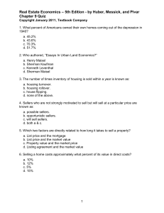 REAL ESTATE ECONOMICS - Chapter Quizzes