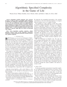 Algorithmic Specified Complexity in the Game of Life