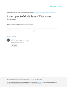 A short proof of the Bolzano-Weierstrass Theorem
