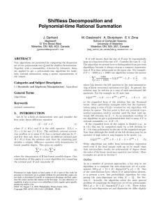 Shiftless Decomposition and Polynomial