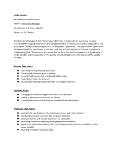 Job Description Rahr Hop Company/BSG Hops Position: Operations
