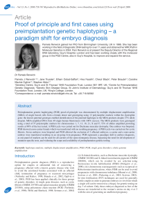 Article Proof of principle and first cases using preimplantation