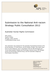 Submission to the National Anti-racism Strategy Public Consultation