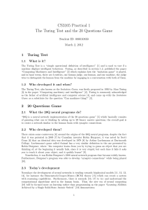 CS3105 Practical 1 The Turing Test and the 20 Questions Game