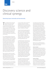 Discovery science and clinical synergy - The Lunenfeld