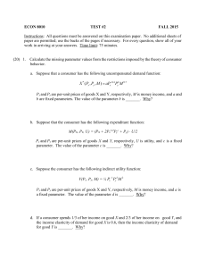 ECON 8010 TEST #2 FALL 2015 Instructions: All questions must be