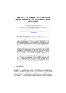 Learning, Social Intelligence and the Turing Test