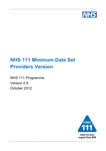 NHS 111 Minimum Dataset