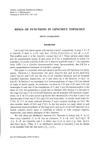 Rings of functions in Lipschitz topology