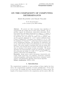 on the complexity of computing determinants