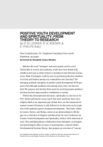positive youth development and spirituality: from theory to research