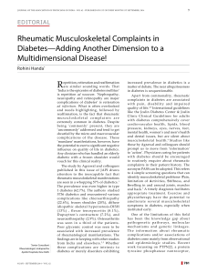 Rheumatic Musculoskeletal Complaints in Diabetes—Adding