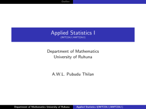 Applied Statistics I - Department of Mathematics