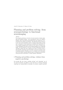 Planning and problem solving: from neuropsychology to