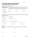 12-3 Study Guide and Intervention Trigonometric Functions of