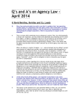 Q`s and A`s on Agency Law - April 2014 - bentleyandco